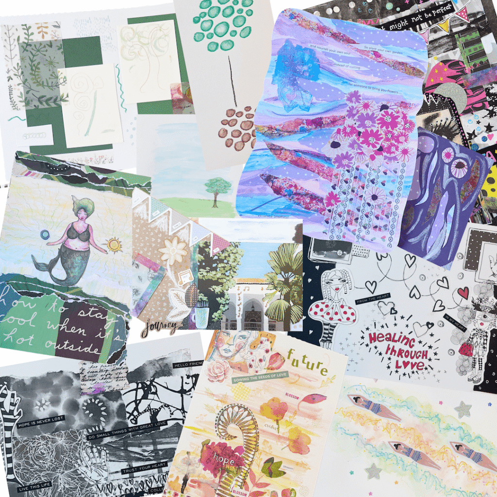 Collage showing the art created at Create & Connect