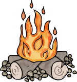 Watercolour image of a firepit